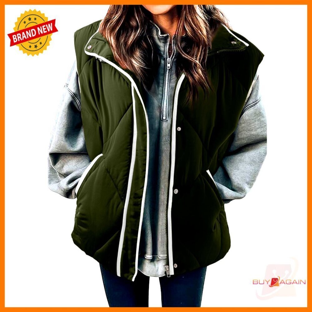 Quilted Puffer Vest Sleeveless Zip Up Outerwear Casual Chic Fall Fashion